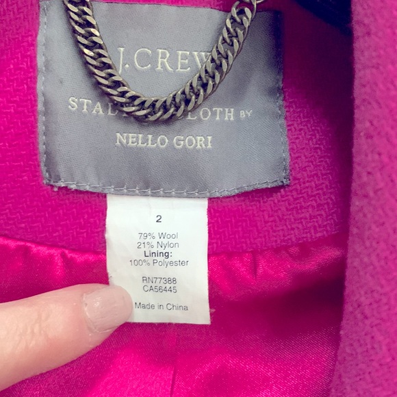 J.Crew 💕 Barbie Hot Pink Stadium Spring Short Double Breasted Fuchsia Pea Coat - Picture 3 of 13